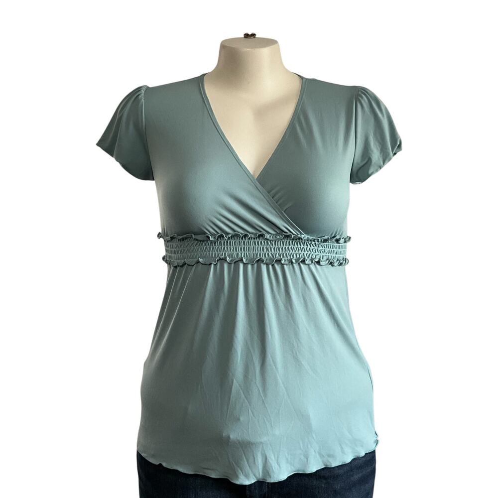Iz Byer Mint Blue Stretch Blouse: Y2K, Modern
